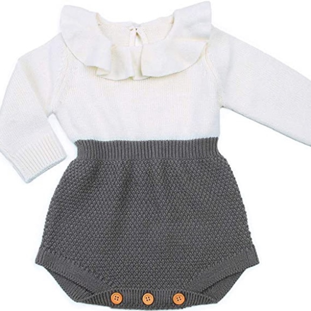 Frilled Collar Sweater Romper